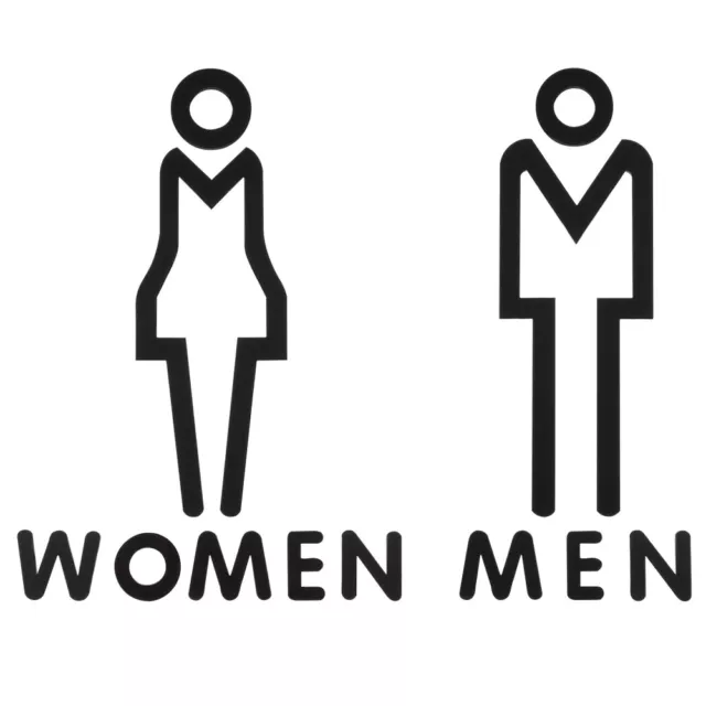 2 Pcs Funny Bathroom Signs Men and Women Restroom Toilet Indicator