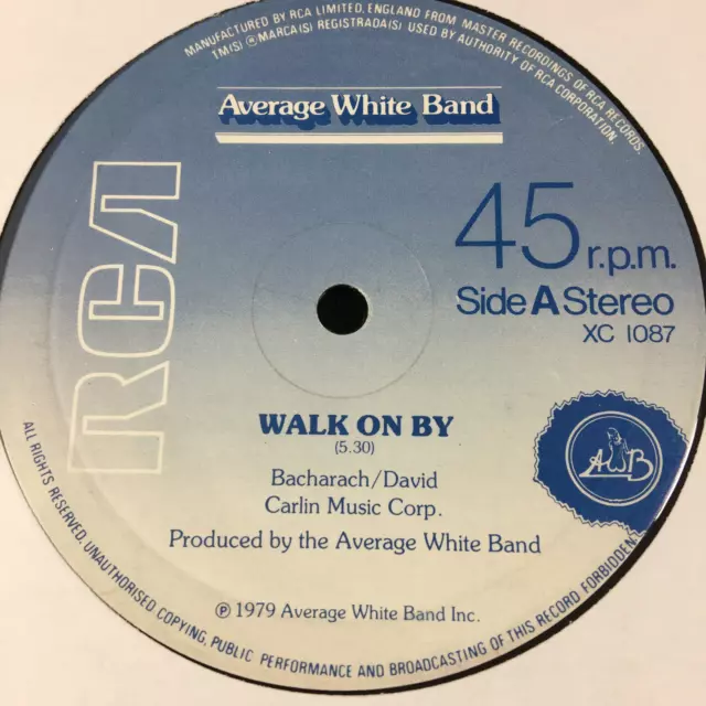 AVERAGE WHITE BAND WALK ON BY bw FEEL NO FRET 12'' VINYL RCA RECORDS XC1087 1979