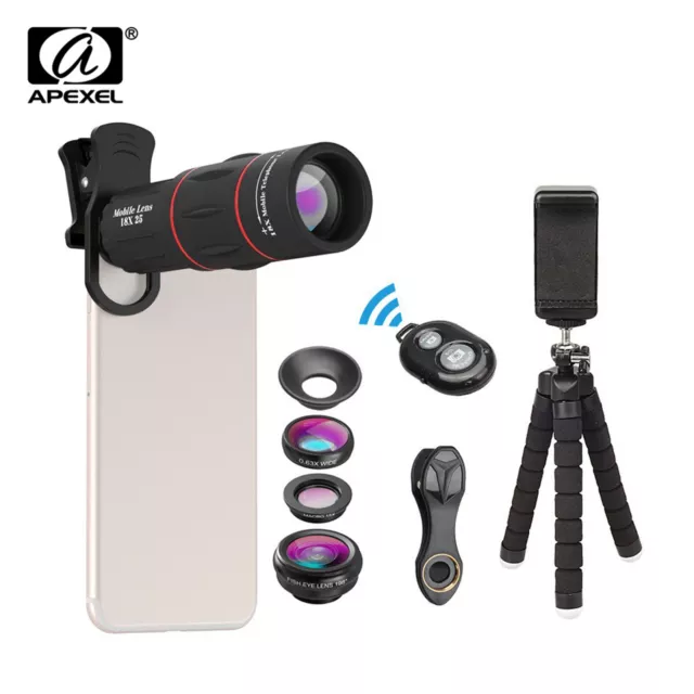 APEXEL 4 in1 Smartphone Lens Kit for iPhone Android  CellPhone H8Y4