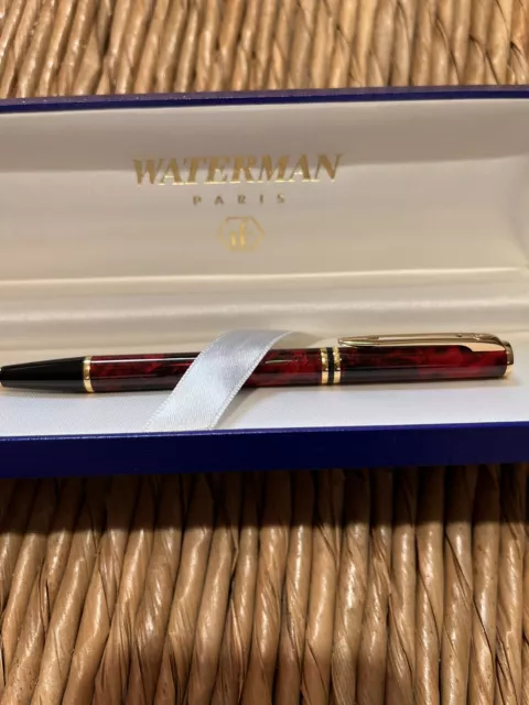 Vintage 1989 Waterman France Le Man 200 Ballpoint Pen Red Marble Rhapsody