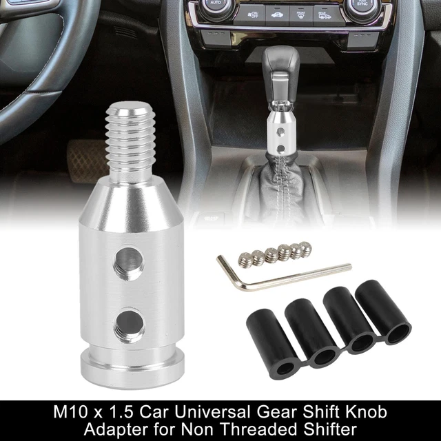 M10 x 1.5 Car Silver Tone Gear Shift Knob Adapter for Non Threaded Shifter