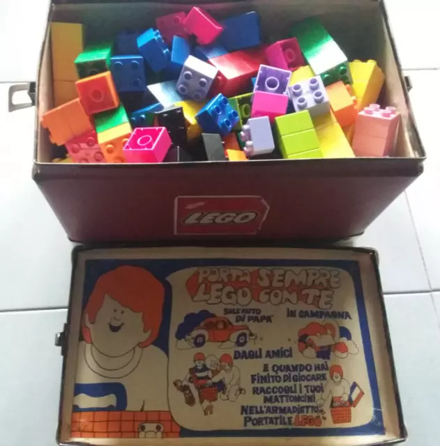 LEGO Valigetta PORTA SEMPRE LEGO CON TE + Lotto 3kg Mattoncini anni '70