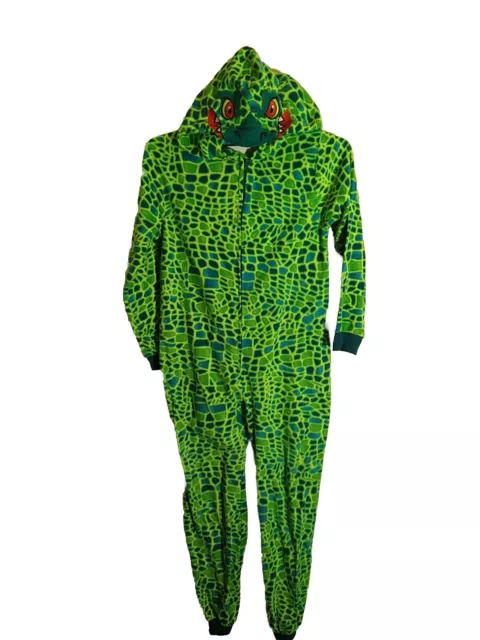 Cat And Jack One Piece Fleece Hooded Pajamas Crocodile Large 12/14