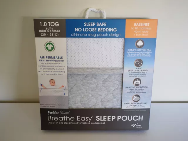 Size Bassinet "Bubba Blue" Breathe Easy Sleep Pouch. Brand New. Bargain Price.