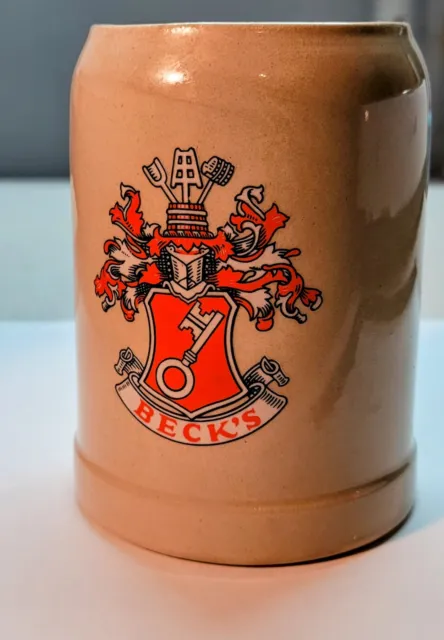 Vintage Beck's Beer Stoneware Beer Stein Mug By Gerz 0.5L West Germany Coat Arms