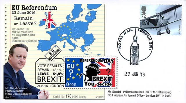 PE699T10 : FDC "23-6-16 BREXIT UK Referendum Royaume-Uni / M. Cameron" (TYPE10)