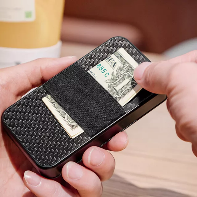 Tarjetero de Crédito Mini Billetera Clip de Dinero Empuje Abierto Aluminio Metal