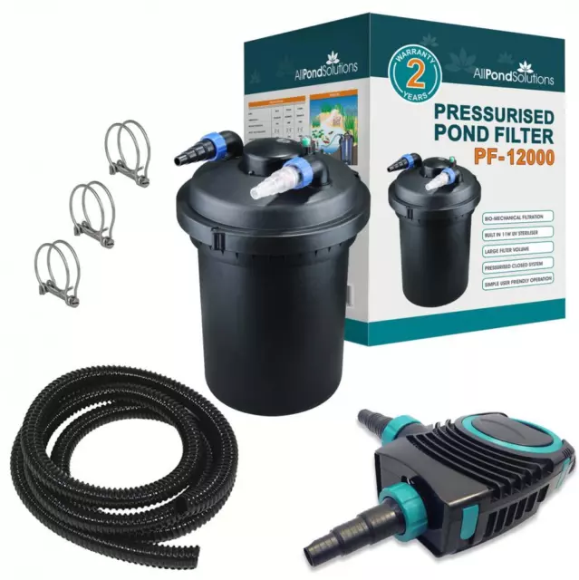 APS PF Pressurised Pond Filter / Pump / UV Steriliser Complete kit + Fittings