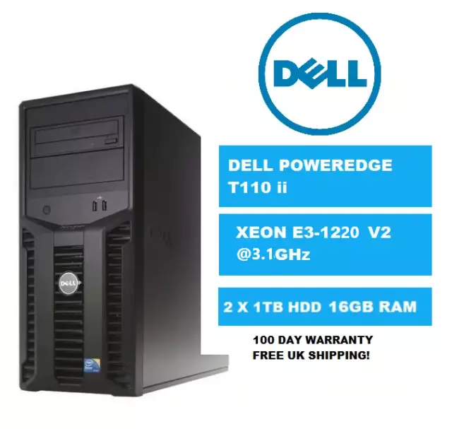 Dell Poweredge T110 II Tower Server E3-1220 V2 Q/Core 3.1GHz 16GB RAM