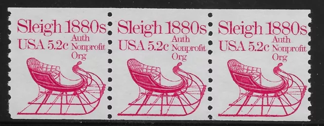 US Scott #1900, Coil of 3 1983 Sleigh 5.2c FVF MNH