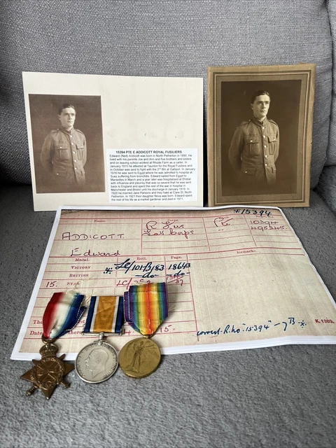 WW1 WORLD WAR One Medal Trio - Addicott - Royal Fusilliers £85.00 ...