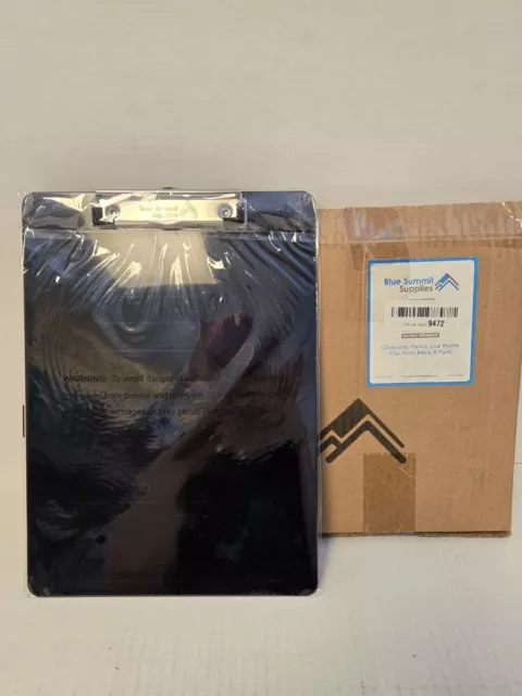 Blue Summit Supplies Plastic Clipboards Low Profile Clip Black 6 Pack