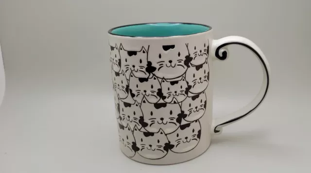 Spectrum COFFEE MUG Embossed CAT CATS NEW Blue Interior LARGE COMFY HANDLE