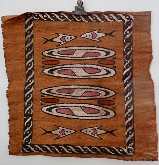 Quadro su tessuto corteccia tapa Papua Nuova Guinea Pacifico arte murale II