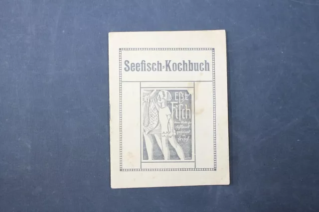 Vecchio Stampa Seefisch Libro di Cucina Pesce Collettore Vintage
