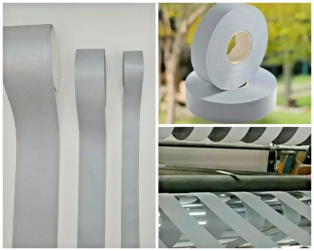 Reflective Sew On Tape Hi Visibility Silver High Grade 10Mm,20Mm,25Mm,30Mm,50Mm
