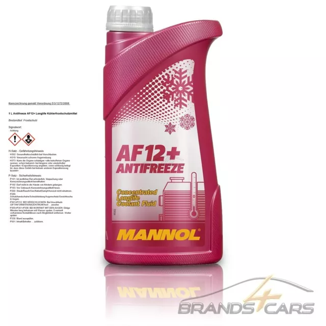 1 L Liter Mannol Antifreeze Af12+ Longlife Frostschutzmittel Rot 51005958