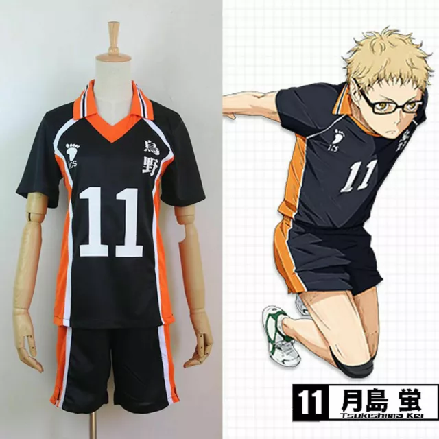 Haikyuu!! Karasuno High School Uniform Jersey No.11 Kei Tsukishima Cosplay