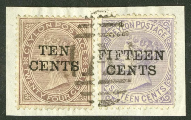 Ceylon   1885   Scott # 122-123    USED on Piece