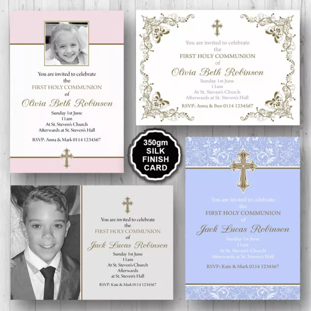 10 FIRST HOLY Communion Confirmation Christening Baptism Invitations