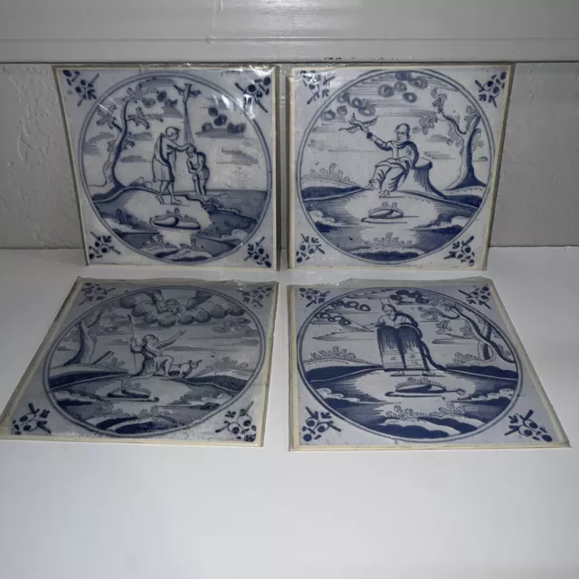 Rare VTG Antique Delft Dutch Tile Stickers Reproduction Decorative Biblical