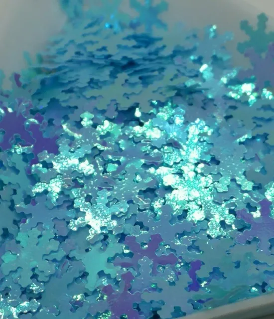 Iridescent Winter Christmas Nail Art Snowflake Sequins, Sky Blue/Lilac,UK Seller