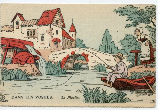 Carte Postale / Postcard / Fantaisie / Dans Les Vosges Le Moulin / Pecheur