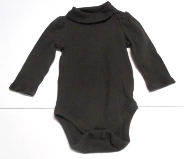 Infant Girls Baby Gap Brown Ribbed Turtleneck Bodysuit Shirt Top Size 6-12 Month