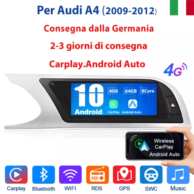 Carplay Per Audi A4 2009-2012 Android Stereo Autoradio GPS Navi WIFI BT 4G+64G