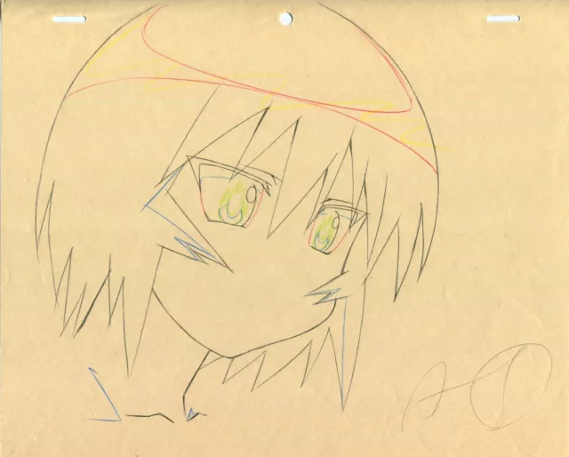 Azumanga Daioh Anime Cel Shusei Genga Sketch Kagura w/ Timing Sheet