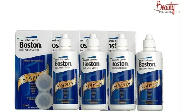 4 x 120ML Bausch & Lomb Boston Simplus Contact Lens Solution EXP Date :- 05/23