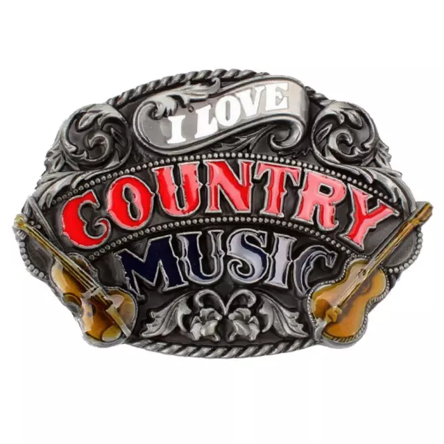 Alloy Country Belt Buckle Music Guitar Western Cowboy Cowgirl Vintage Rock