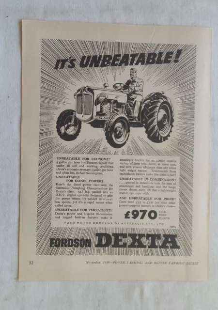 Fordson Dexta Tractor Advertisement removed from a 1959 Farming Magazine