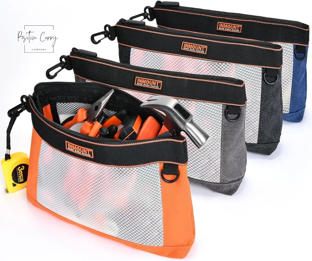 4PCS Tool Pouch, Translucent Small Canvas Tool Bag with Zipper, 12 Inch Stuff Ba