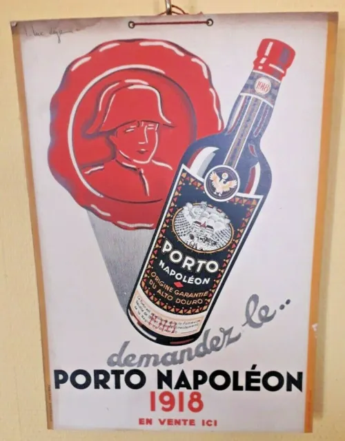 Plaque en Carton publicitaire pub Porto " NAPOLÉON "  larg 25.2 haut 36 cm