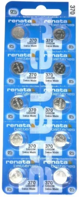 New Renata 10 Pcs/ 1 Card Silver Oxide Battery SR920SW, 370