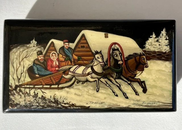 Broche Fedoskno vntage russe, homme pent à la man avec cheval rouge