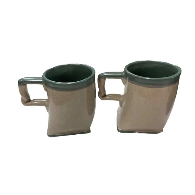 Baileys Yum Set of 2 Off Center Mugs green and tan coffee tea hot chocolate