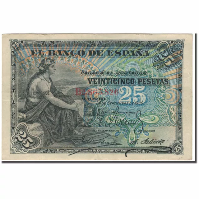 [#594044] Banknote, Spain, 25 Pesetas, 1906-09-24, KM:57a, EF