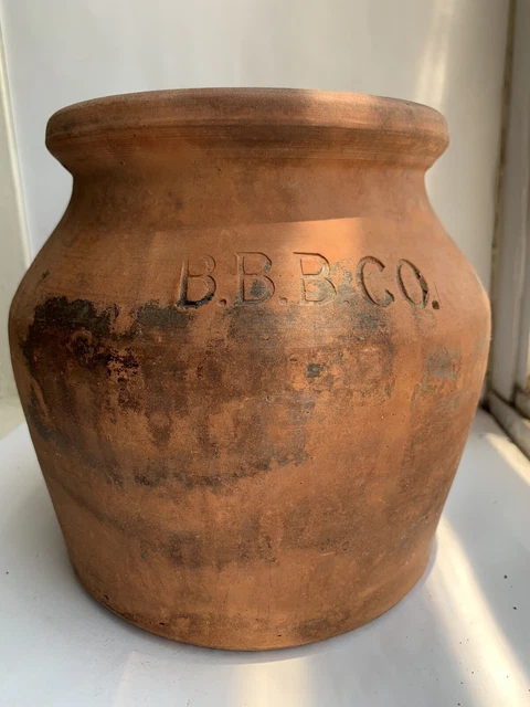 B.B.B. CO. Boston Baked Beans Redware Pottery Bean Pot - 6" tall x 6" diameter