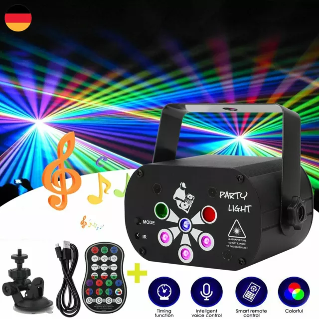 480 Muster RGB LED Laser Projektor Bühnenlicht USB Disco Lichteffekt Partylicht