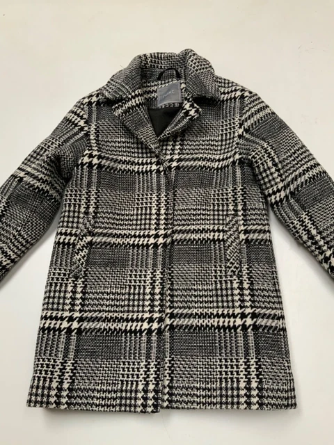 CAPPOTTO BAMBINA NEXT ETÀ 5 anni denti per cani formale nero avorio a quadretti inverno occasione