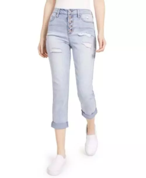 MSRP $49 Dollhouse Juniors' High Rise Roll-Cuff Button-Fly Jeans Size 9 NWOT