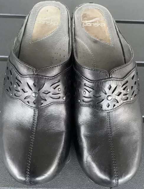 Dansko Shyanne Women's Clogs Black Leather Studded Mules Block Sz 9