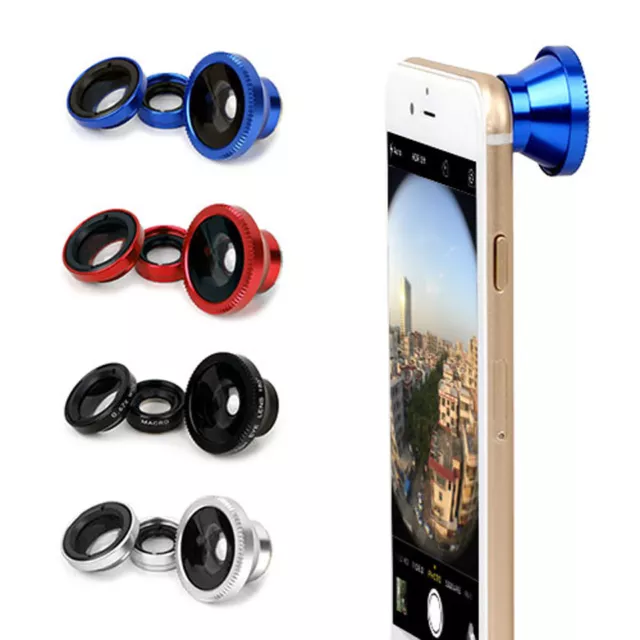 Universal Cell Phone Camera Lens Kit Wide Angle Fish Eye Macro for iPhone XR XS