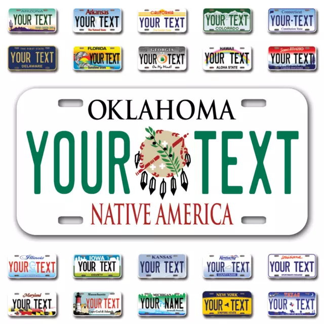 Custom state License Plates with personalized text Car 12x6- Moto 7x4 - Bike 6x3