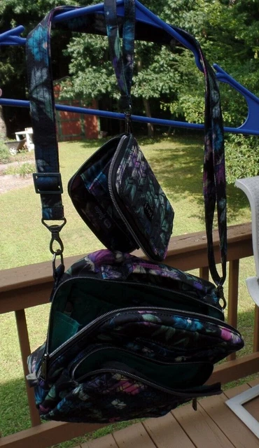 LUG Two Pieces Set Black Bloom Ranger Medium Crossbody AND Rodeo Wristlet Wallet