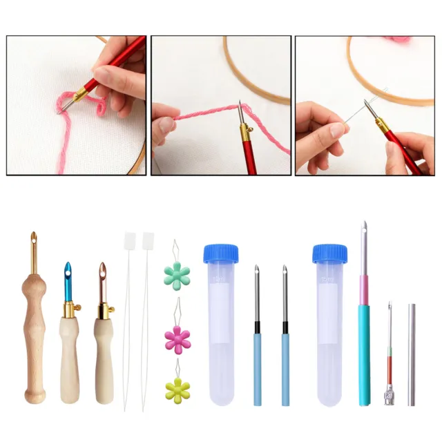 DIY Punch Needle Embroidery Pen Set Stitching Thread Sewing Craft Kit Tool