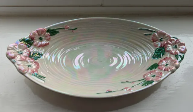 VINTAGE Iridescent Perlescent Lustre Bowl Dish Plate Maling England BLOSSOM Pink 2