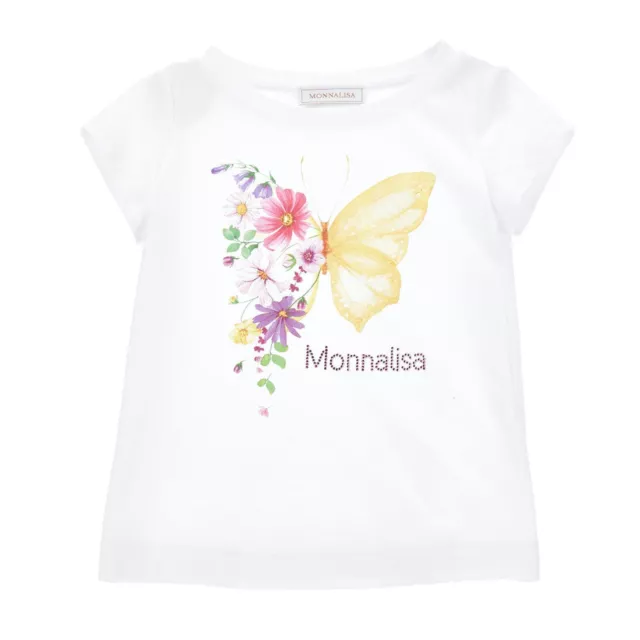 MONNALISA T-shirt bambina ragazza bianca maxi farfalla cotone 8 10 anni